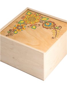 Коробка з фанери 22*22 світла з квіткою