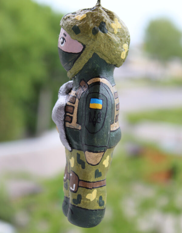 Handcrafted Sculpture – Defender with Cat - Image 3