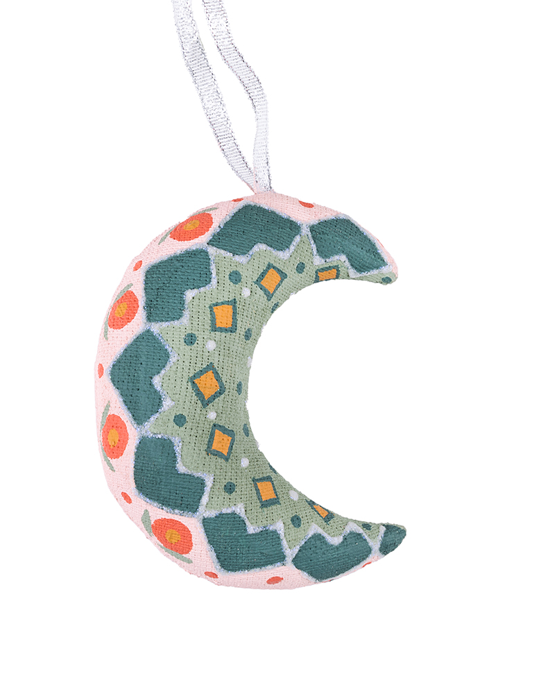 Handmade Decorative Figurine – Moon with Diamonds Pattern - Image 2