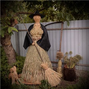 Straw Witch Halloween, Amulet, Handcrafted