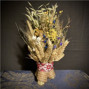 Різдвяний дідух із колосся, льону і сухоцвітів, handmade, 25 см