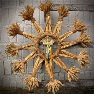 Різдвяна зірка з колосків, святковий декор-оберіг, 60×60 см