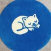 Round Sleeping Cat Rug - handmade, hypoallergenic, 78x78 cm, blue