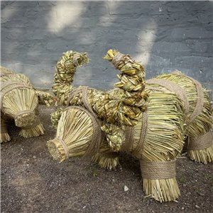 Солом'яний бичок, ручна робота, 35 см, традиційний оберіг-декор