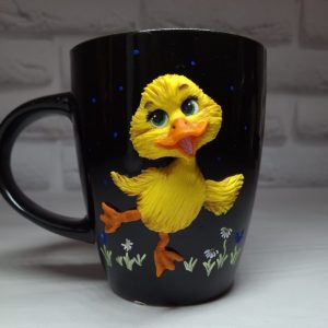Чашка "Каченя" з декором з полімерної глини