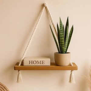 Hanging Beech Shelf, Handmade, Natural Wood