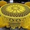 Round Yellow Tablecloth 1.7 m with Silver Lurex