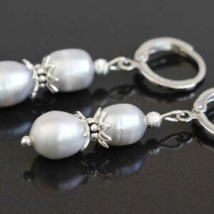 Сережки срібні з натуральними сірими перлами Silver-Rose Perls Сережки-срібло Ручна робота