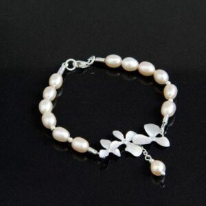 Pink Pearl Bridal Bracelet with Charm “Persi”