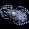 Aquamarine Spider Brooch with Pearl and Crystals