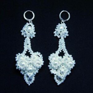 White Lace Pearl Earrings “Snow Queen”