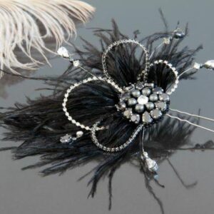 Прикраса для зачіски з гематитом кристалами та пірʼям Гематит Шпилька для волосся Ручна робота