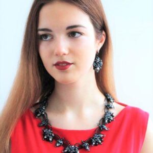Black Lace Pearl Jewelry Set “Black Lily” Necklace and Earrings