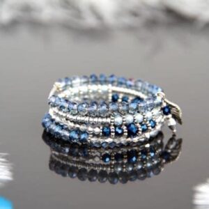 Blue Wave Memory Wire Bracelet