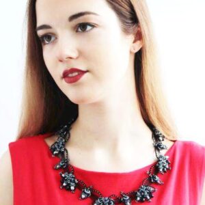 Black Lace Pearl Necklace “Black Lily”