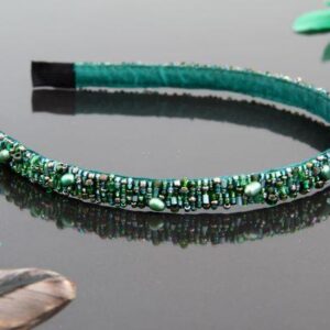 Green Beaded Headband “Malachite”