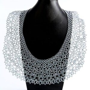 Gray Lace Beaded Detachable Collar “Lidiya”