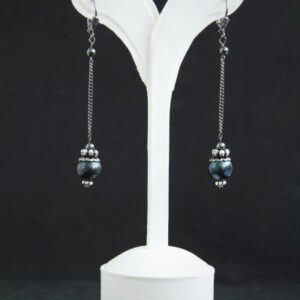 Black Pearl Chain Drop Earrings “Drop and Chain”