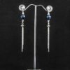 Сережки срібло ланцюжки з натуральними перлами Elegant Blue Довгі сережки Ручна робота