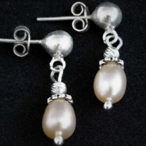 Sterling Silver Pink Pearl Earrings “Smoky Rose”