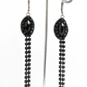 Black Crystal Chain Evening Earrings “Black Chain”