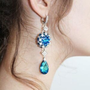 Aquamarine Blue Crystal Drop Earrings