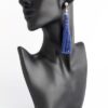 Blue Beaded Tassel Earrings “Electric”