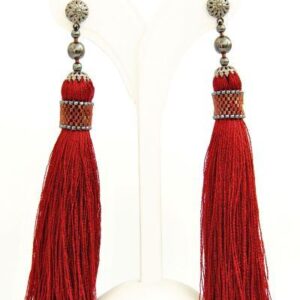 Marsala Pearl Tassel Earrings