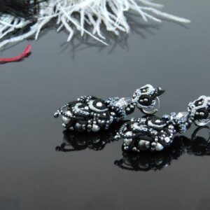 Black Pearl and Crystal Bead Lace Earrings “Charlotte”