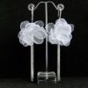 Rhodium Plated Organza Flower Chain Earrings “Hibiscus”