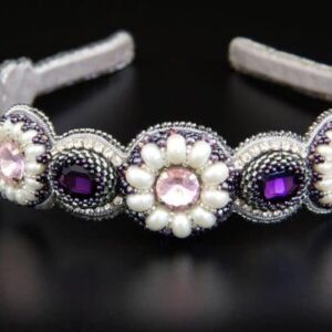 Crystal Rose Bridal Headband Tiara with Crystals and Beads 410mm