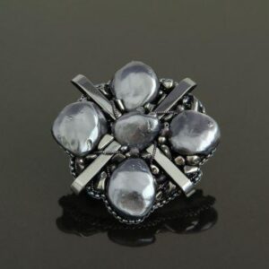 Black Pearl and Hematite Brooch “Ekaterina”