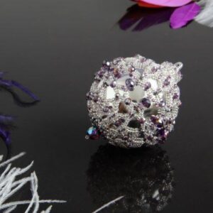 Silver Violet Beaded Christmas Ornament Ball
