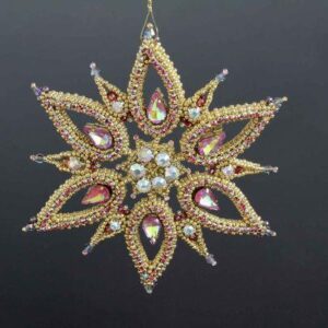 Beaded and Crystal Christmas Ornament “Snowflake Luxe”