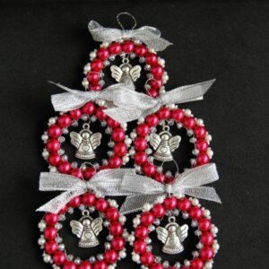 Red Christmas Wreath Ornament Set