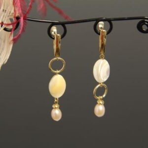 Gold Plated Pearl and Mother of Pearl Earrings “Ophelia”