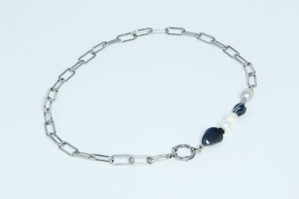 Rhodium Plated Pearl Chain Necklace “Majorca” - Image 6