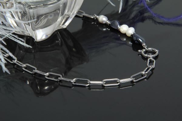 Rhodium Plated Pearl Chain Necklace “Majorca” - Image 4