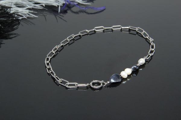Rhodium Plated Pearl Chain Necklace “Majorca” - Image 5