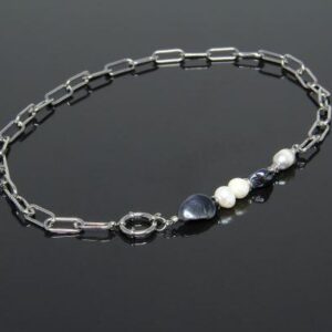 Rhodium Pearl Chain Necklace “Majorca”