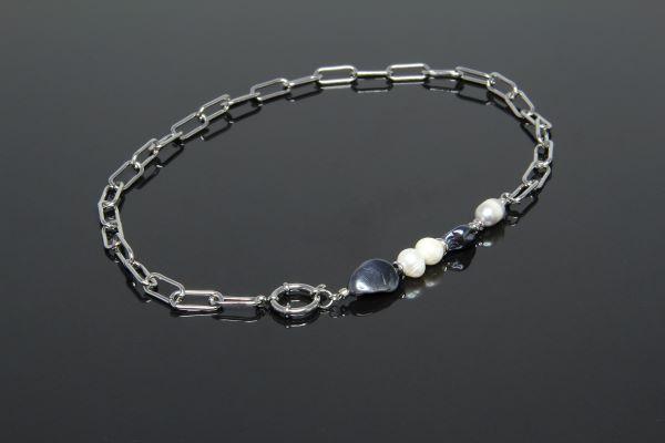 Rhodium Plated Pearl Chain Necklace “Majorca” - Image 2