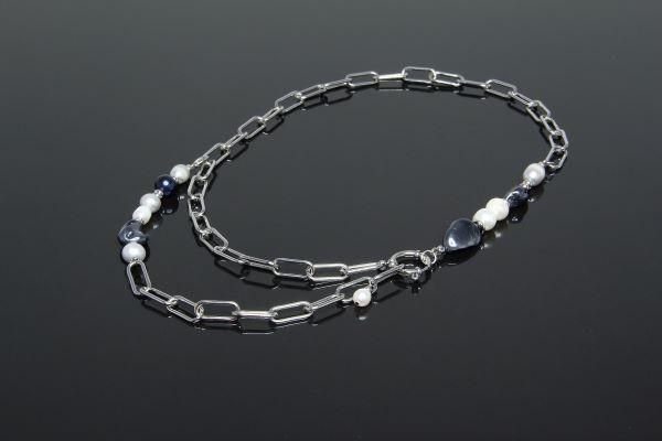 Rhodium Plated Pearl Chain Necklace “Majorca” - Image 7
