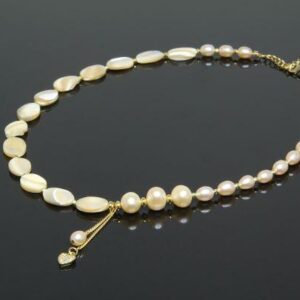 Gold Plated Pearl and Mother of Pearl Heart Pendant Necklace “Ophelia”