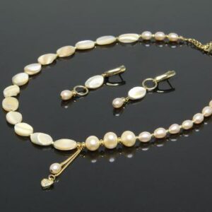 Gold Plated Pearl and Mother of Pearl Jewelry Set “Ophelia”