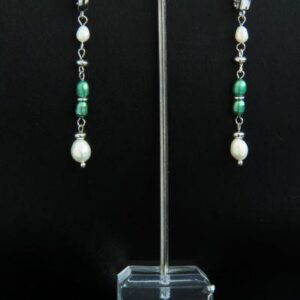 Rhodium Pearl Drop Earrings “Celine”
