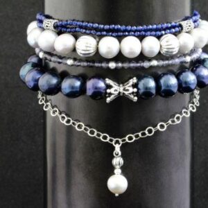 Multi Layer Gemstone Bracelet Set “Elegant Blue”