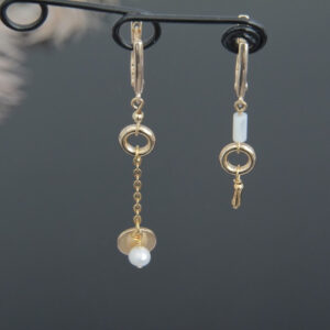 Gold Plated Pearl and Mother of Pearl Earrings “Celine”