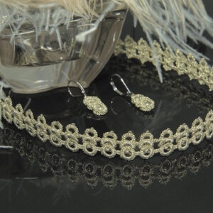 Gold Lace Jewelry Set “Claire” Choker and Earrings
