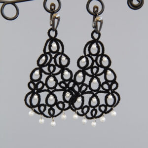 Black Lace Pearl Earrings “Manuela”