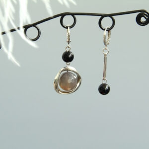 Asymmetrical Silver Agate Earrings “Melanta”